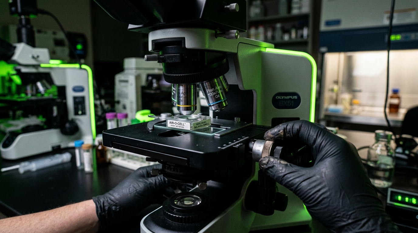 ASTM D7391 Spore Trap Optical Microscopy Analysis at Olympus BX51 Workstation