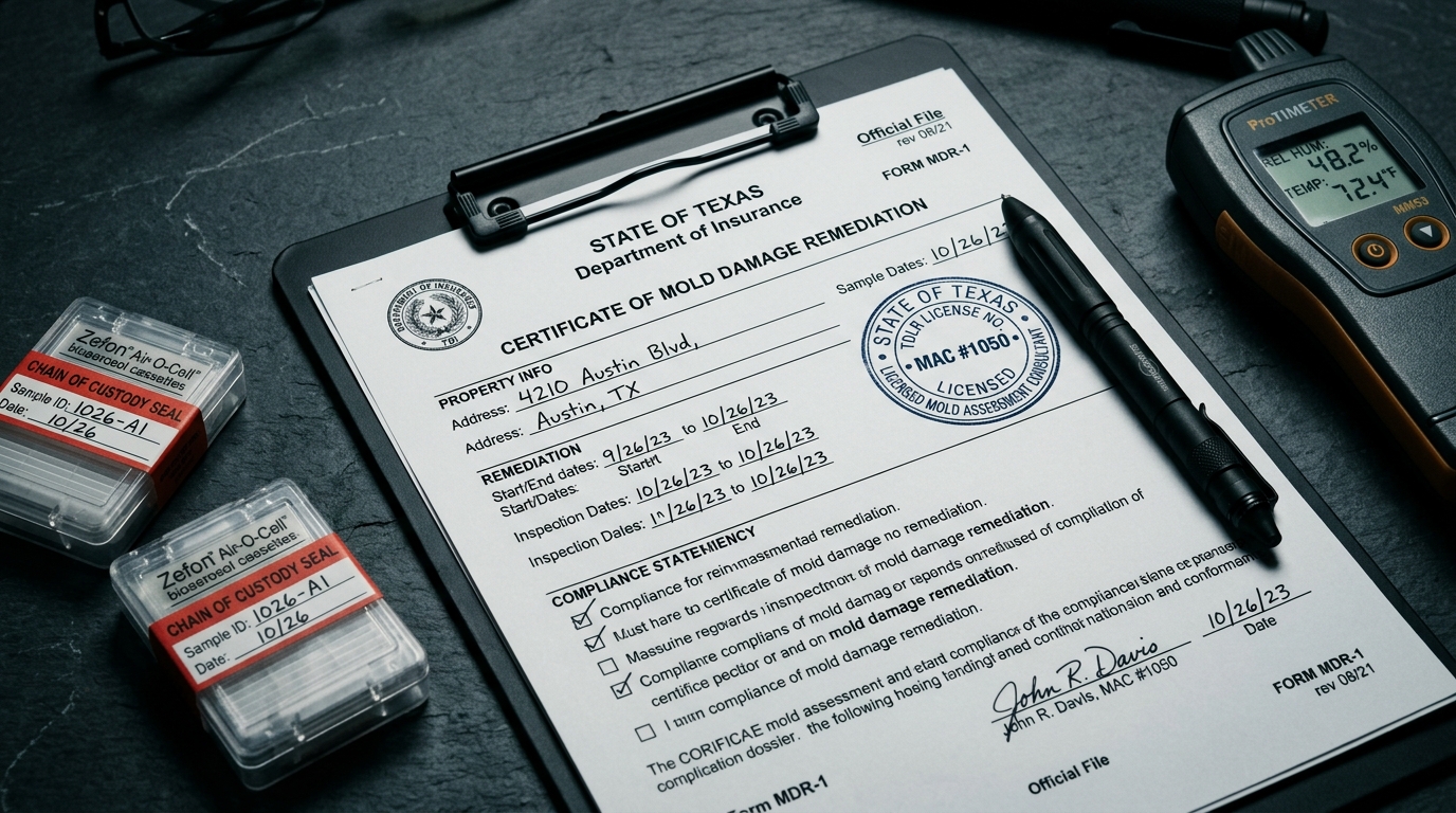 What is the Texas Certificate of Mold Damage Remediation?